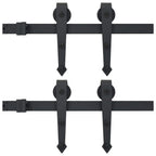 2 Pcs 200 cm Black Steel Sliding Door Hardware Kit