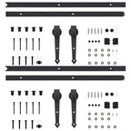 2 Pcs 200 cm Black Steel Sliding Door Hardware Kit