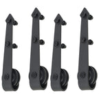 2 Pcs 200 cm Black Steel Sliding Door Hardware Kit