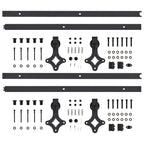 2-Pack 6ft. Black Steel Sliding Barn Door Hardware Kit