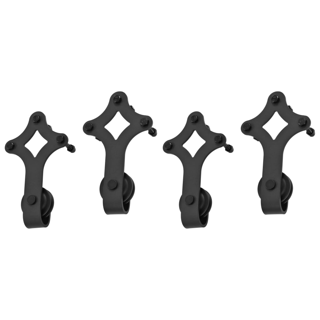 2-Pack 6ft. Black Steel Sliding Barn Door Hardware Kit