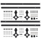 Sliding door hardware kit black steel 2 pcs 200 cm