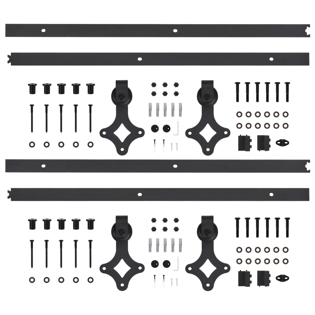 Sliding door hardware kit black steel 2 pcs 200 cm