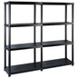 Estante de arrumação 4 níveis preto plástico 122x30,5x130 cm
