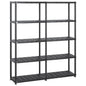Estante de arrumação 4 níveis preto plástico 122x30,5x130 cm