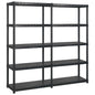 Estante de arrumação 4 níveis preto plástico 122x30,5x130 cm