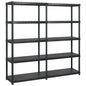 Estante de arrumação 4 níveis preto plástico 122x30,5x130 cm