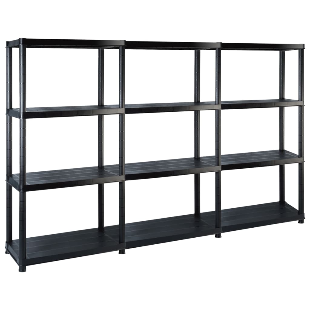 Estante de almacenaje 4 niveles negro plástico 122x30,5x130 cm