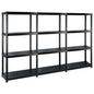 Estante de arrumação 4 níveis preto plástico 122x30,5x130 cm