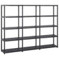 Estante de arrumação 4 níveis preto plástico 122x30,5x130 cm