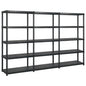 Estante de arrumação 4 níveis preto plástico 122x30,5x130 cm