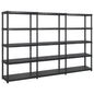 Estante de arrumação 4 níveis preto plástico 122x30,5x130 cm