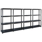 Estante de arrumação 4 níveis preto plástico 122x30,5x130 cm
