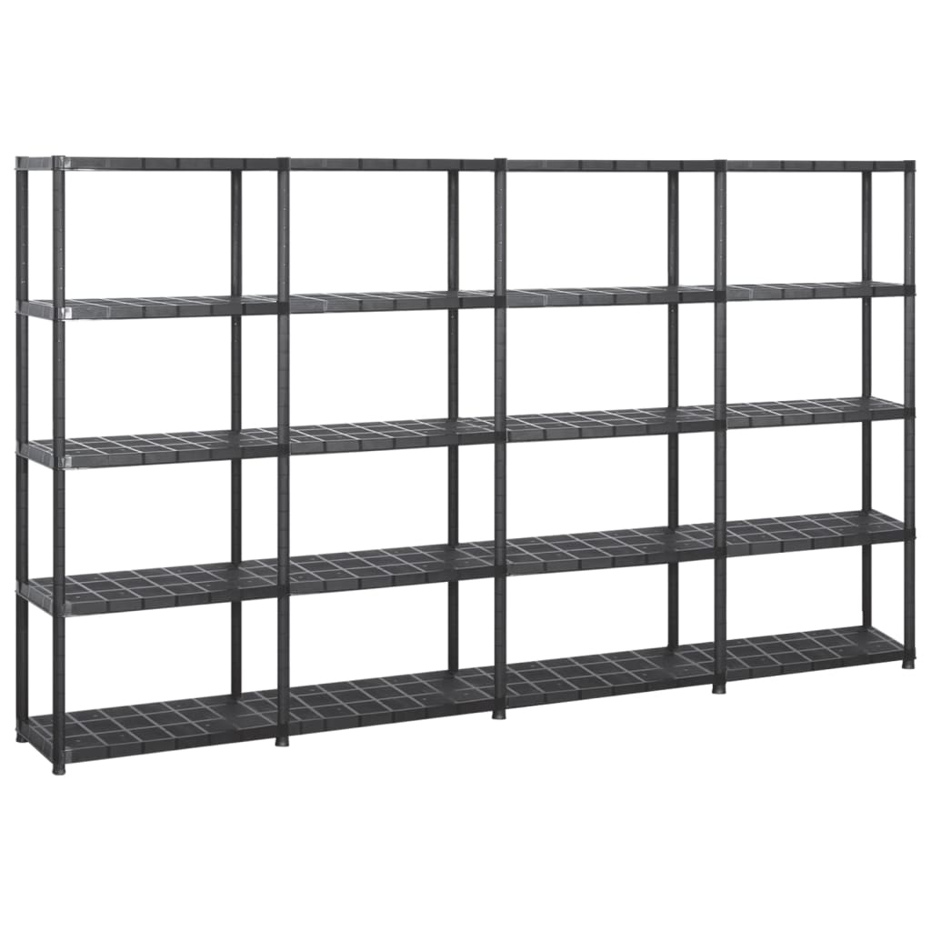 Estante de almacenaje 4 niveles negro plástico 122x30,5x130 cm