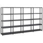 Estante de arrumação 4 níveis preto plástico 122x30,5x130 cm