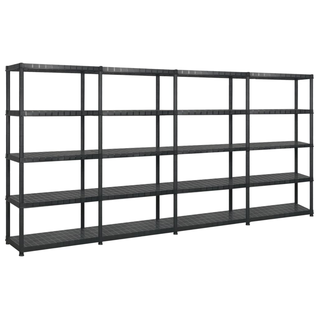 Estante de almacenaje 4 niveles negro plástico 122x30,5x130 cm