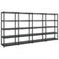 Estante de arrumação 4 níveis preto plástico 122x30,5x130 cm