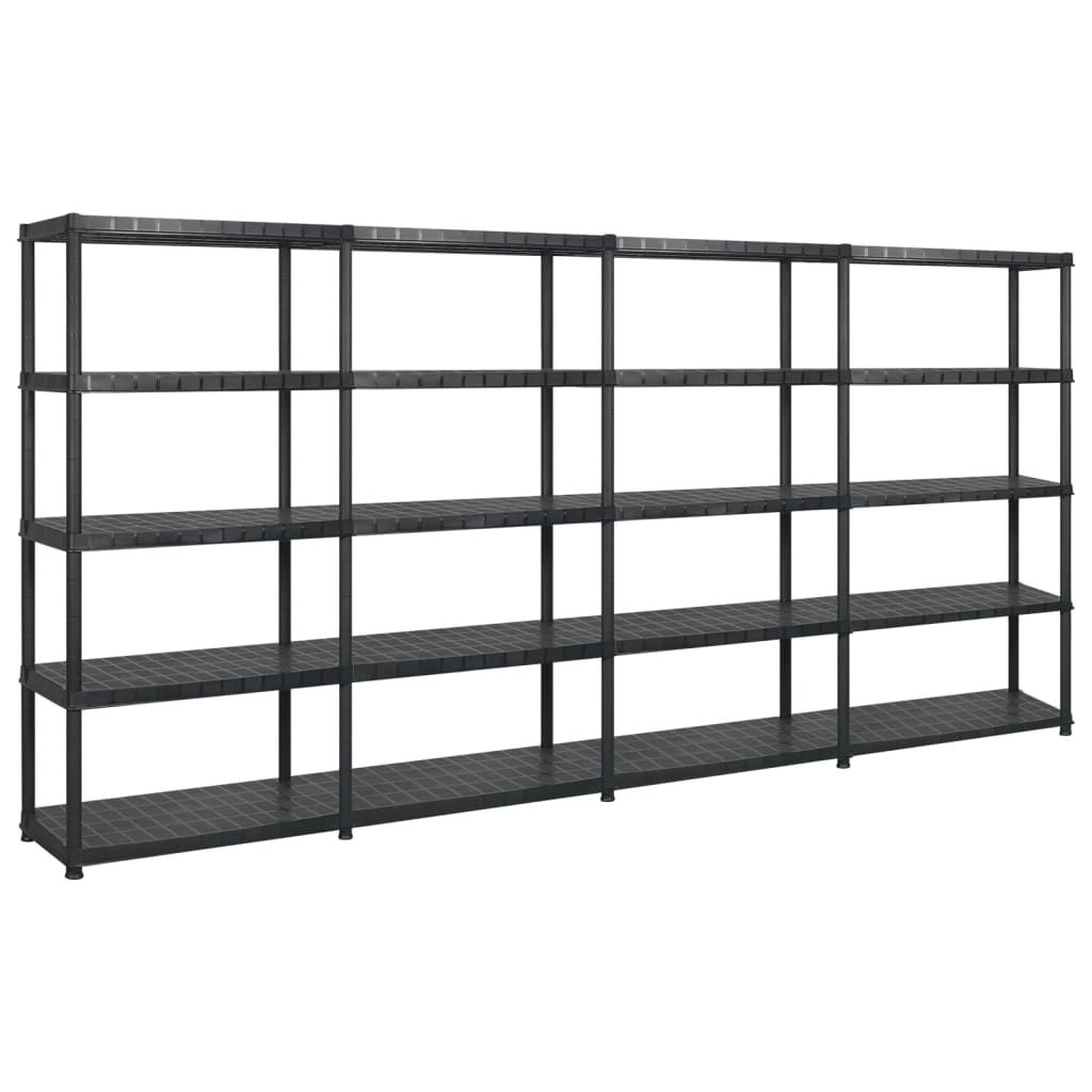 Estante de almacenaje 4 niveles negro plástico 122x30,5x130 cm
