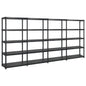 Estante de arrumação 4 níveis preto plástico 122x30,5x130 cm