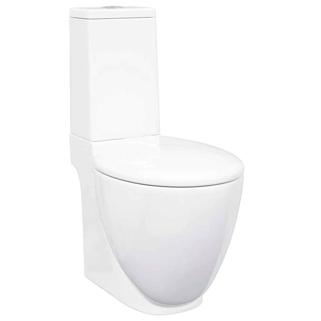 Inodoro WC redondo de cerámica flujo hacia abajo blanco