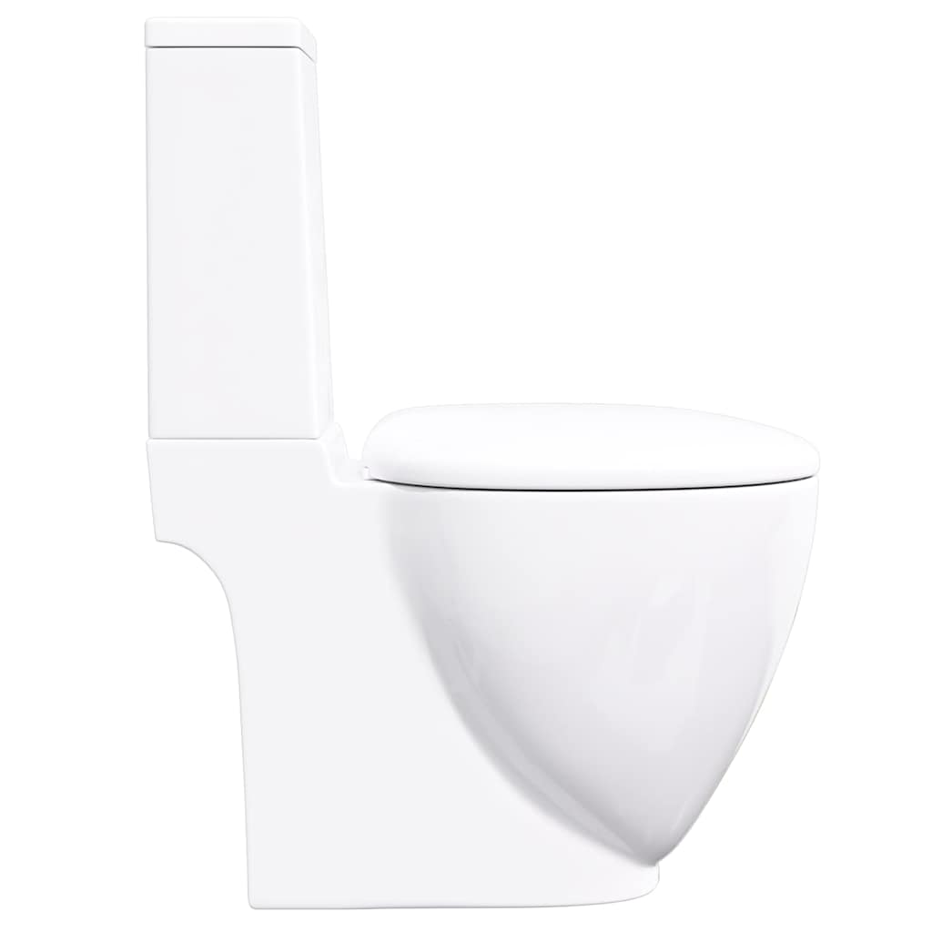 Inodoro WC redondo de cerámica flujo hacia abajo blanco