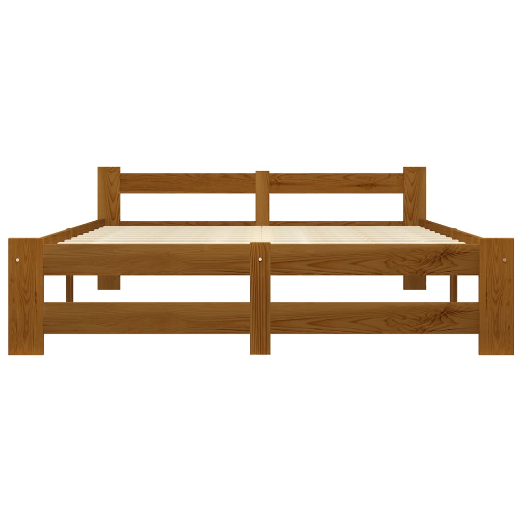 Estructura cama sin colchón madera pino marrón miel 140x200 cm