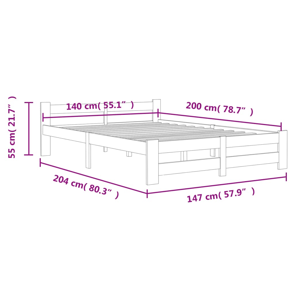 Estructura cama sin colchón madera pino marrón miel 140x200 cm