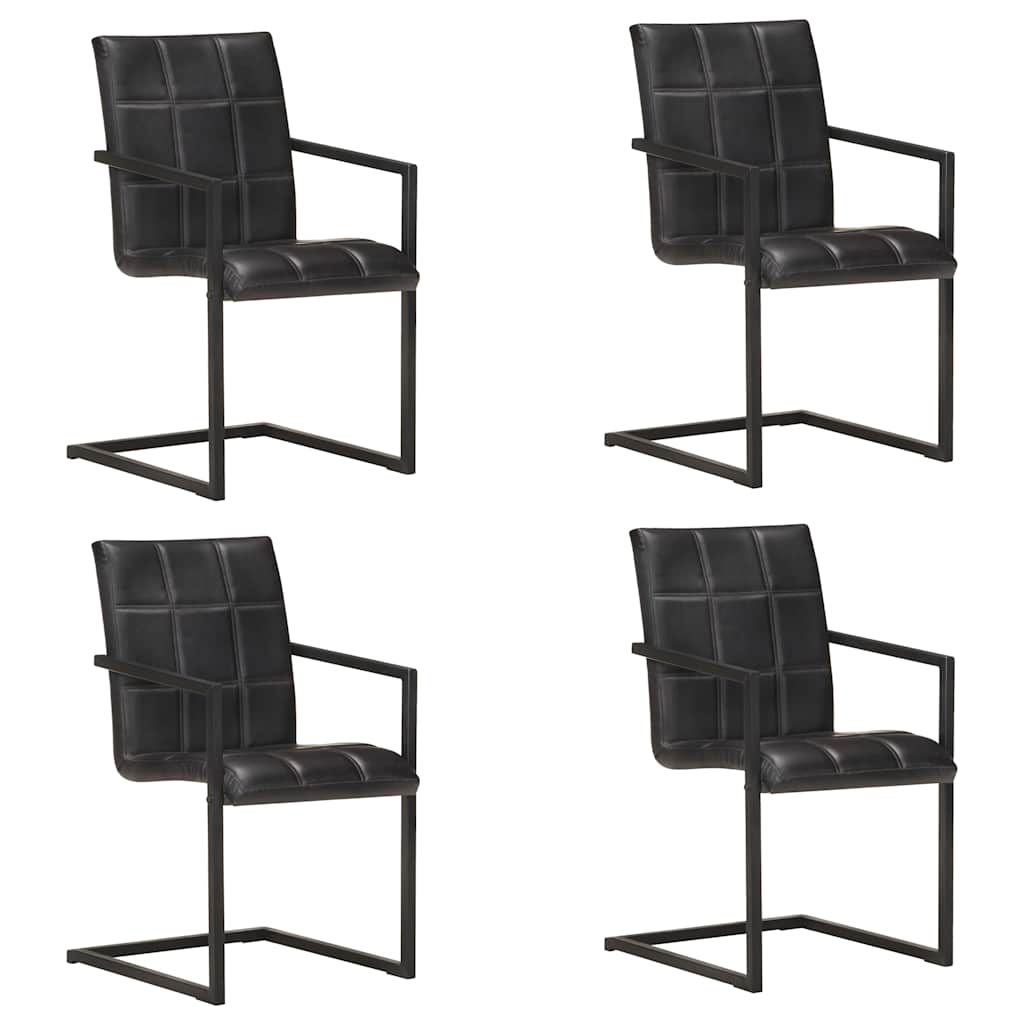 Silla voladiza comedor 2 uds cuero auténtico marrón envejecido