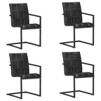 Silla voladiza comedor 2 uds cuero auténtico marrón envejecido