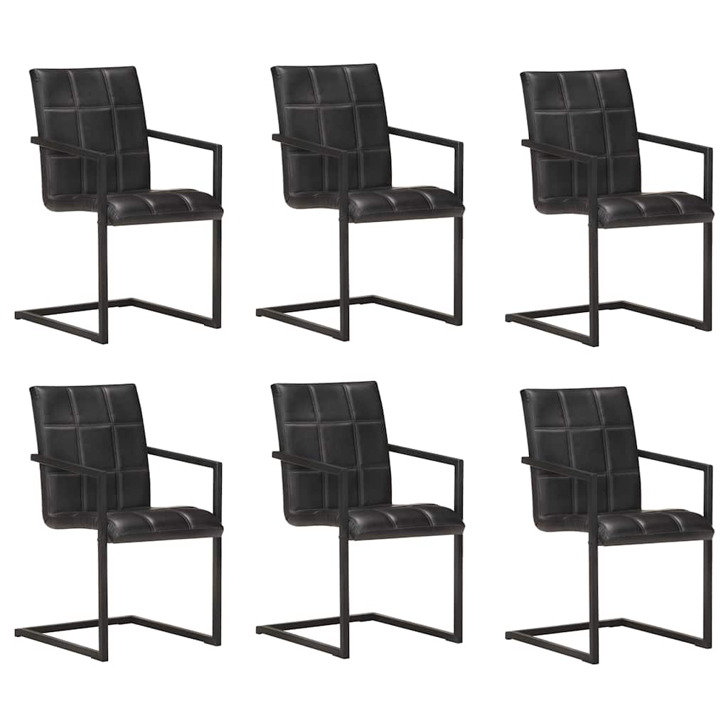 Silla voladiza comedor 2 uds cuero auténtico marrón envejecido