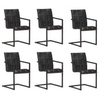 Silla voladiza comedor 2 uds cuero auténtico marrón envejecido
