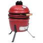 2-in-1 Red 56 cm Ceramic Kamado Smoker Barbecue