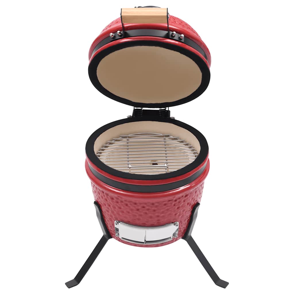 2 en 1 Barbacoa ahumadora Kamado de cerámica rojo 56 cm
