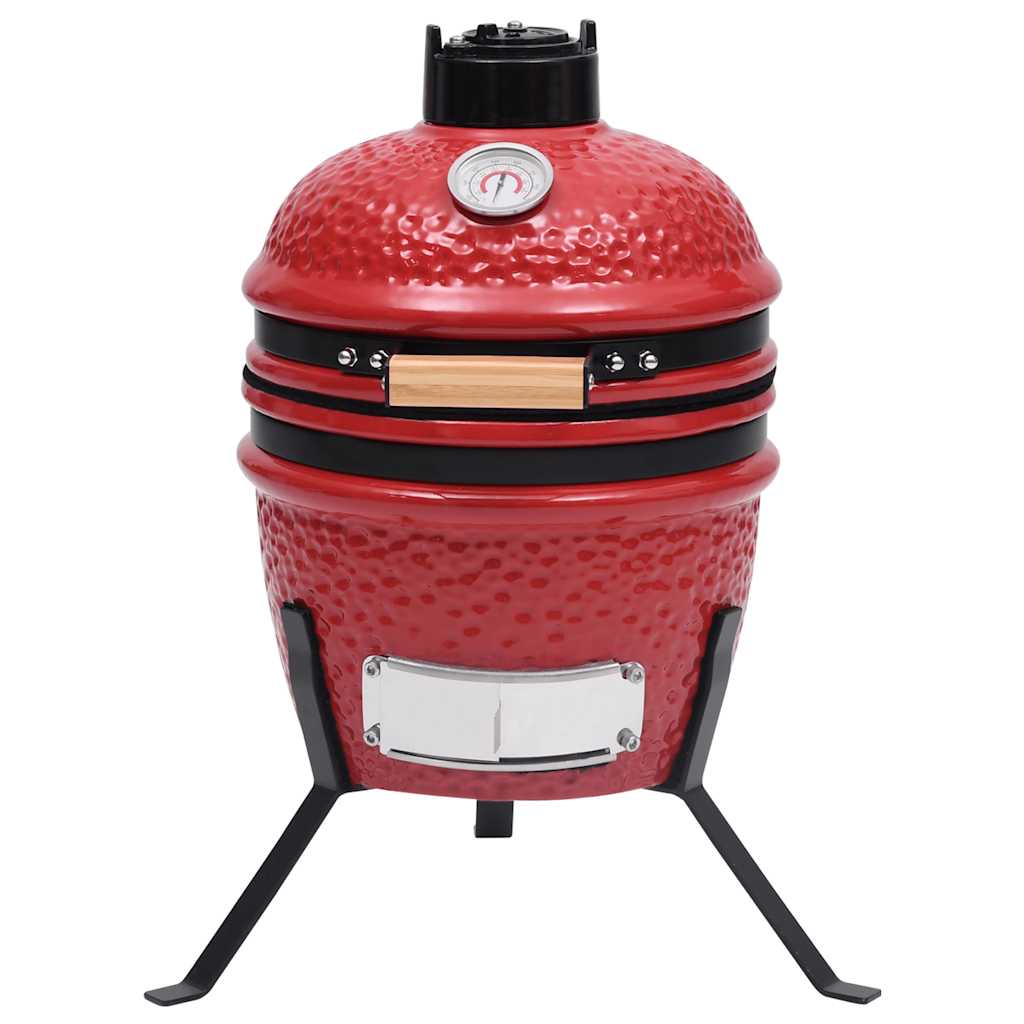 2 en 1 Barbacoa ahumadora Kamado de cerámica rojo 56 cm