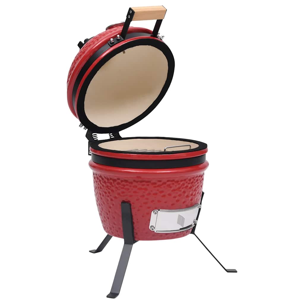 2 en 1 Barbacoa ahumadora Kamado de cerámica rojo 56 cm
