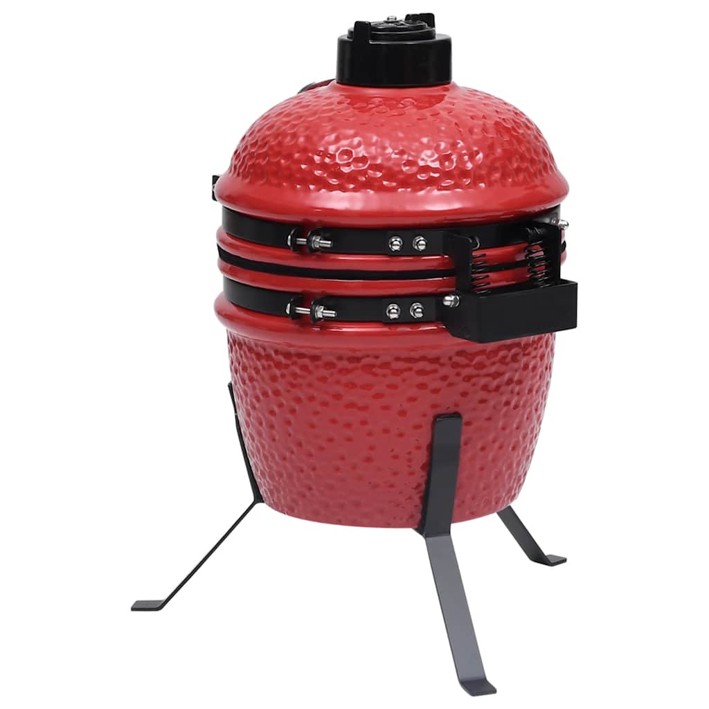 2 en 1 Barbacoa ahumadora Kamado de cerámica rojo 56 cm