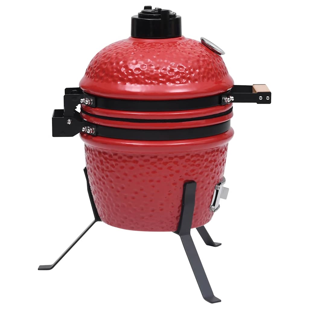 2 en 1 Barbacoa ahumadora Kamado de cerámica rojo 56 cm