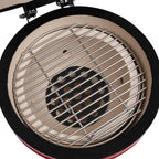 2 en 1 Barbacoa ahumadora Kamado de cerámica rojo 56 cm