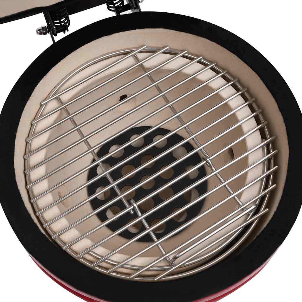 2 en 1 Barbacoa ahumadora Kamado de cerámica rojo 56 cm