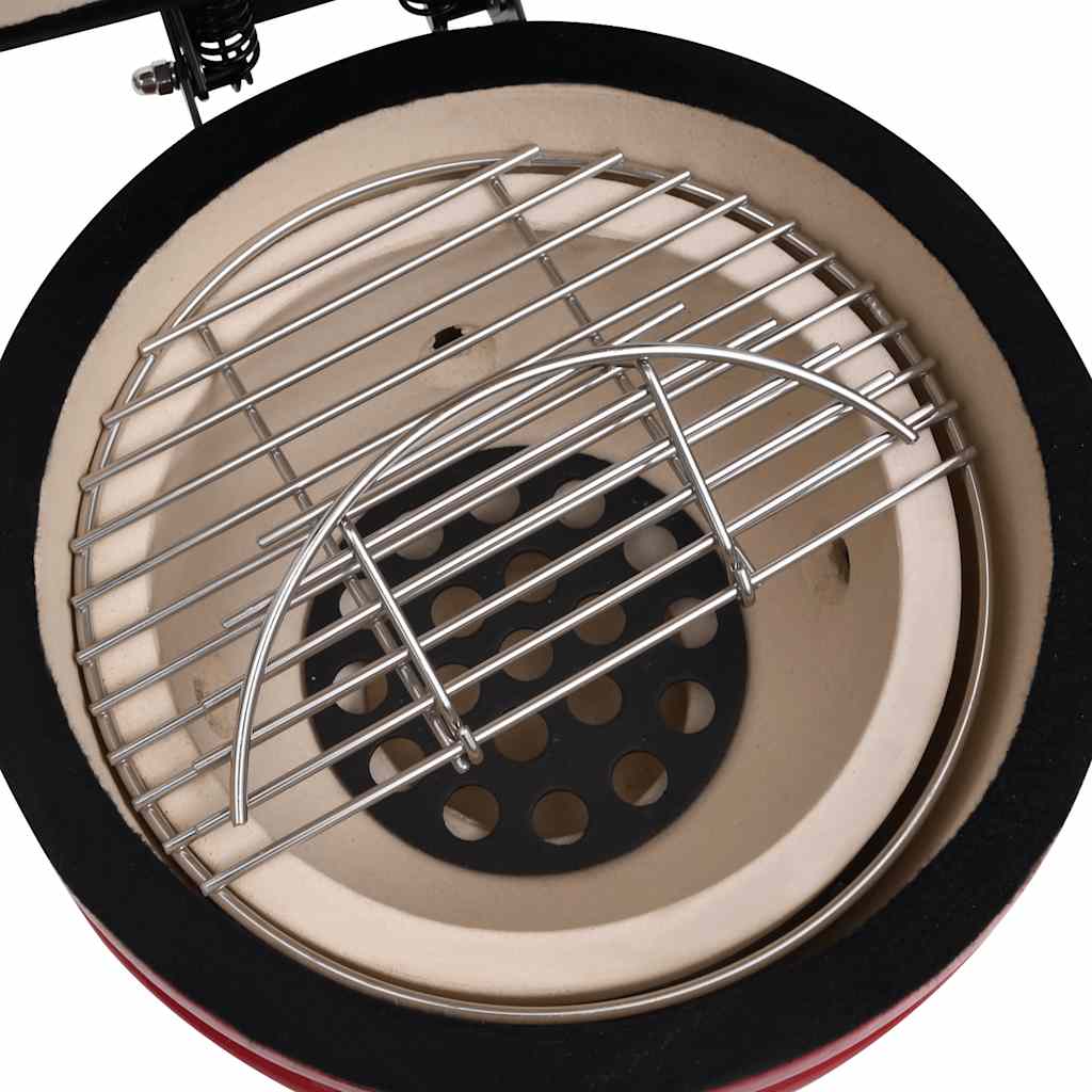 2 en 1 Barbacoa ahumadora Kamado de cerámica rojo 56 cm