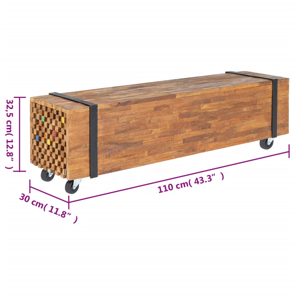 Mueble para TV madera teca macizo 110x30x32,5 cm