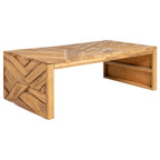 Mesa de centro madera maciza de teca erosionada 110x35x38 cm