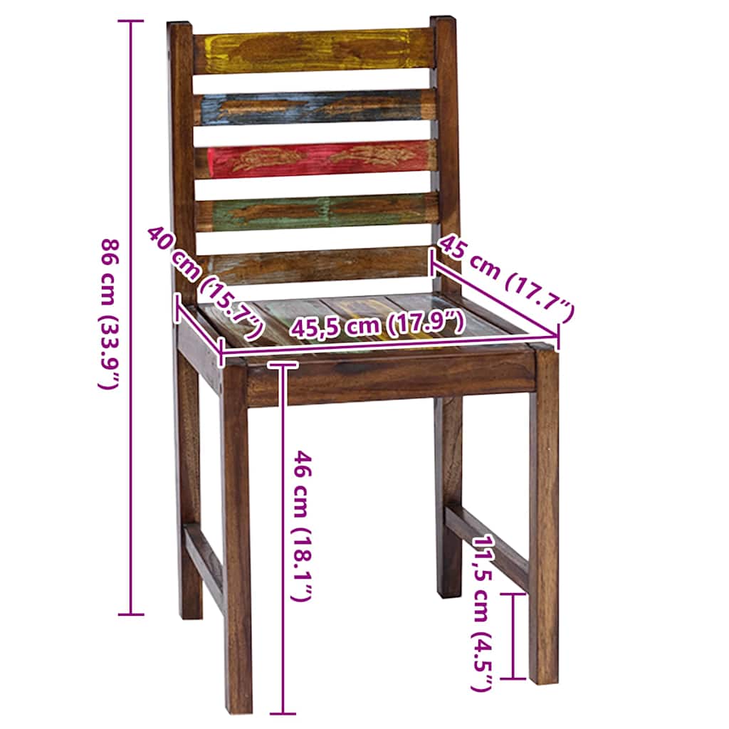 Sillas de comedor 2 unidades madera maciza reciclada