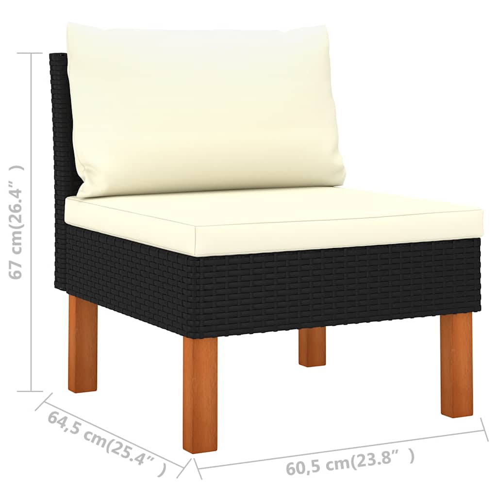 Set de muebles de jardín 10 pzas cojines ratán sintético negro
