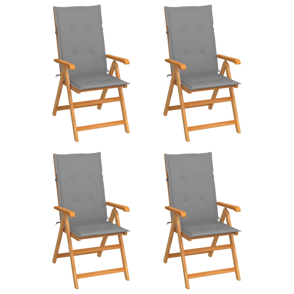 Garden chairs 4 pcs solid teak wood with cream cushions