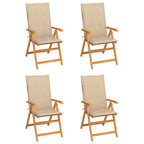 Sillas de jardín 4 uds madera maciza de teca con cojines beige