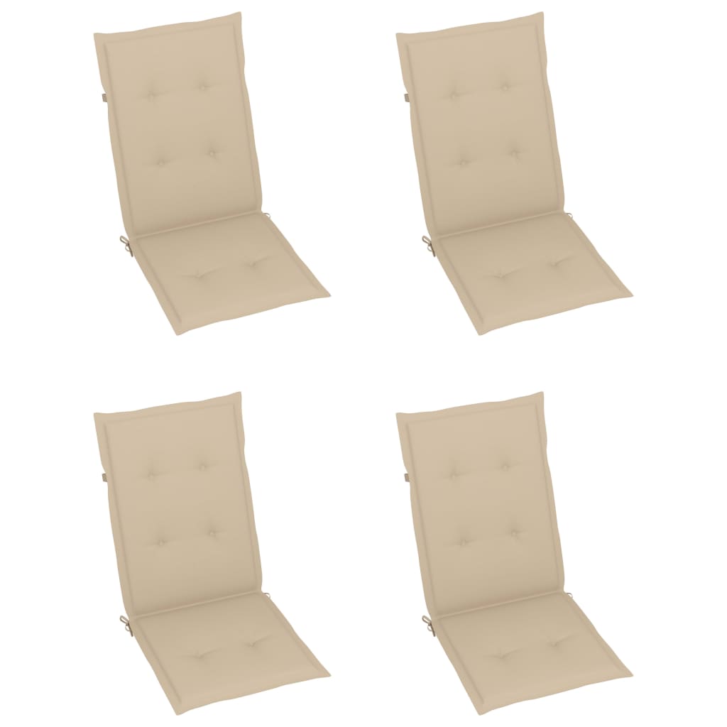 Sillas de jardín 4 uds madera maciza de teca con cojines beige