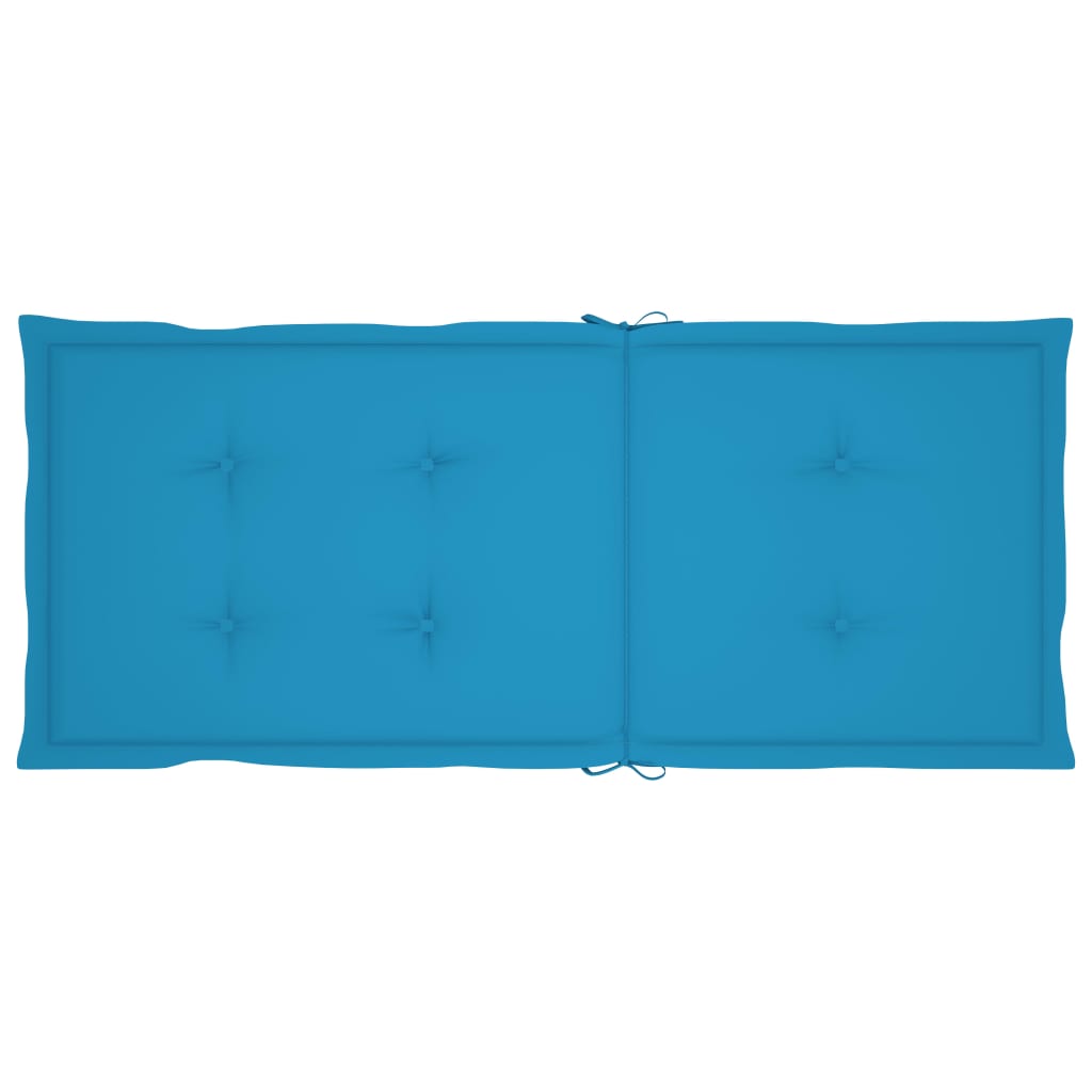 Sillas de jardín 4 uds madera maciza de teca con cojines azules