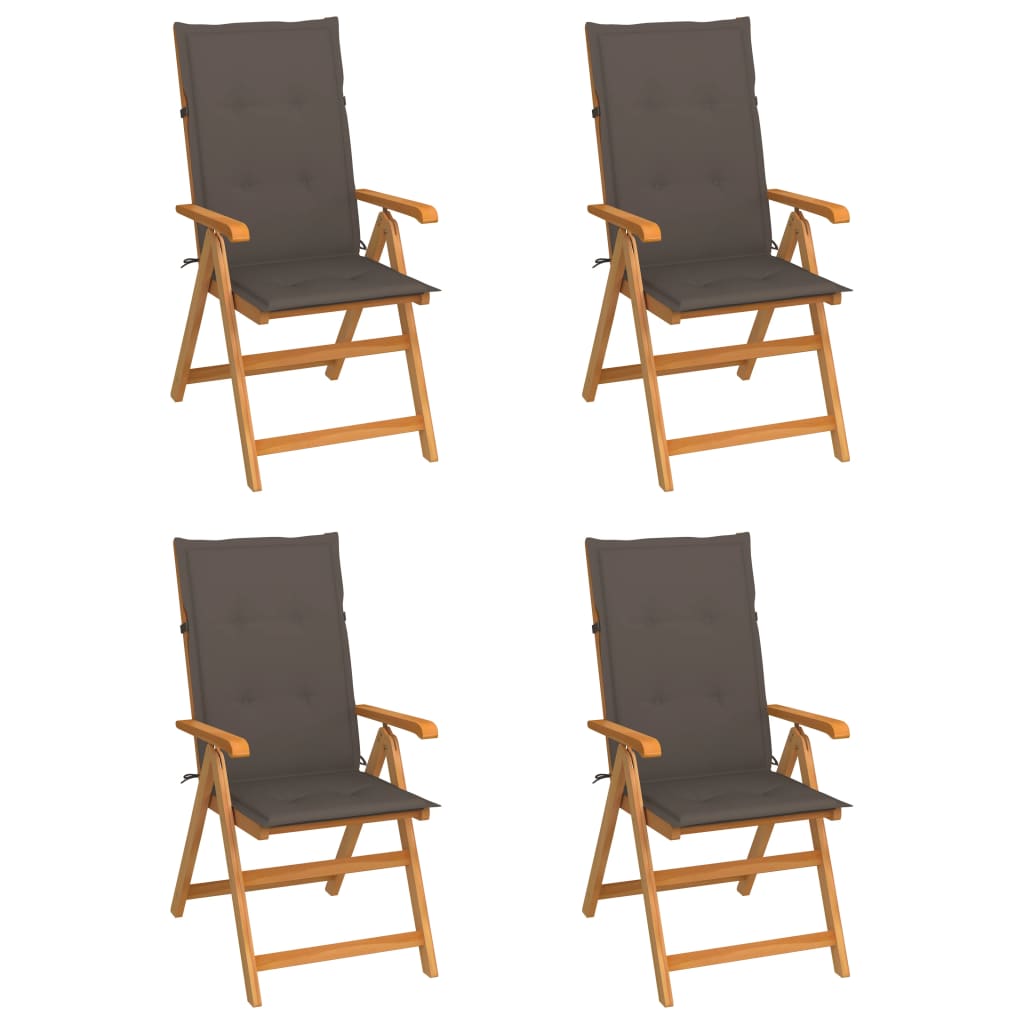 Garden chairs 4 pcs teak wood with royal blue cushions