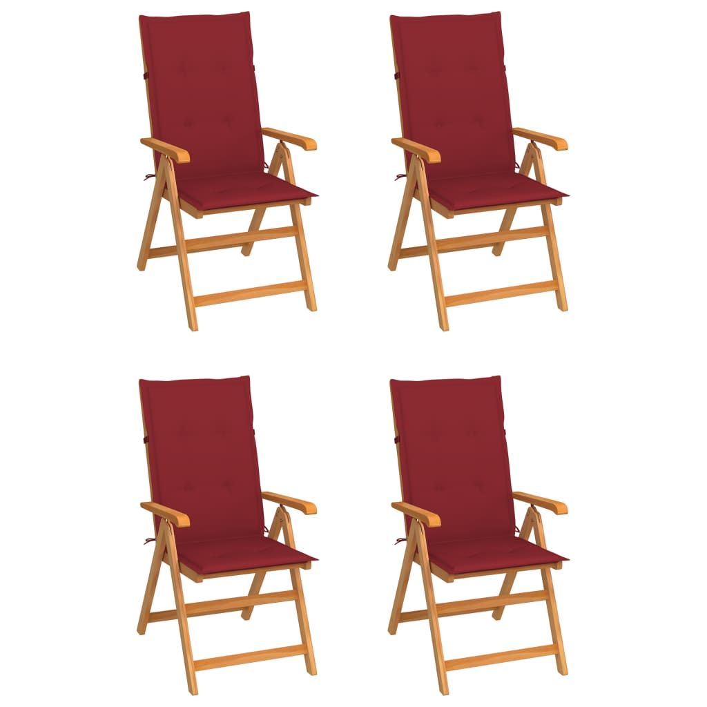 Garden chairs 4 pcs teak wood with royal blue cushions